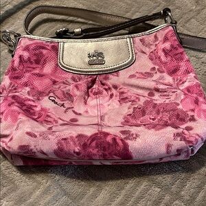 Coach Pink Shoulder Bag with Floral Design
